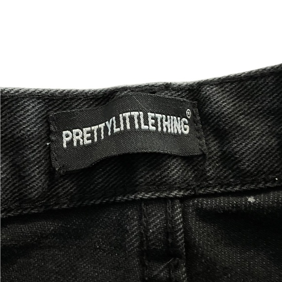 PrettyLittleThing Black Split Hem Jeans, Size 0 - Picture 8 of 12